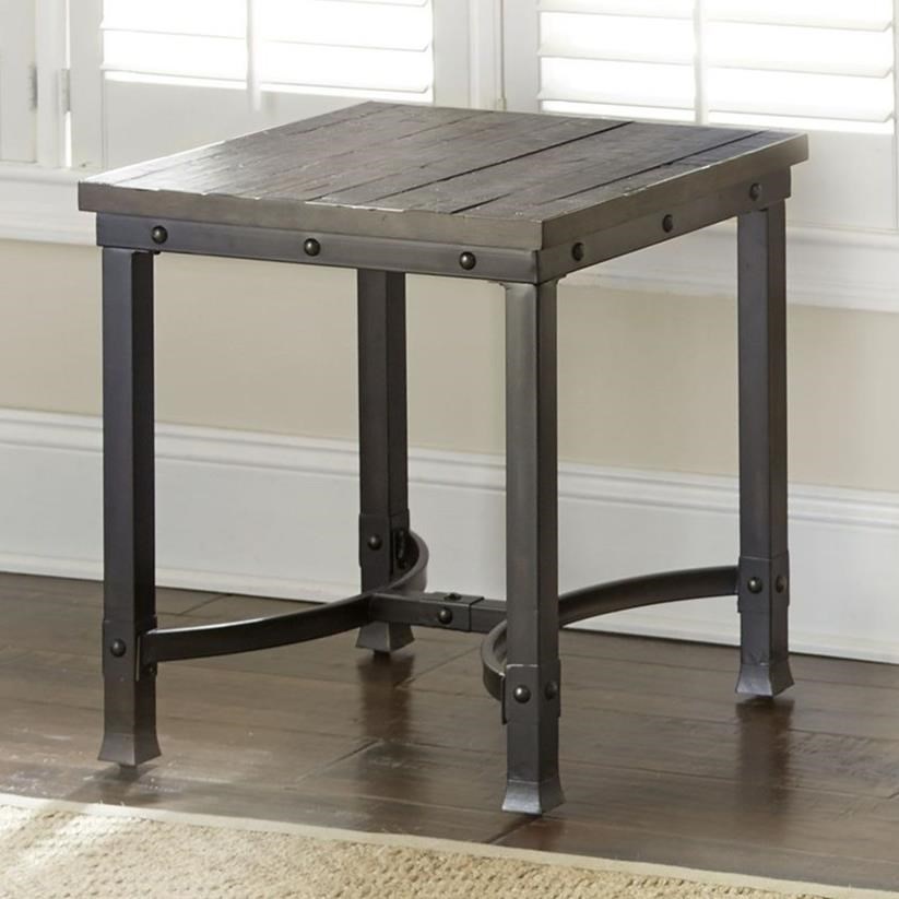 Steve Silver Ambrose Industrial Square End Table with Iron Base